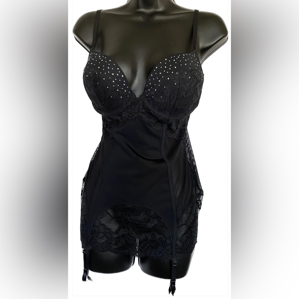LS BLK Chemise with Garters, M *P1088 - Picture 2 of 6